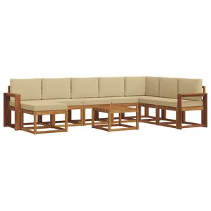 vidaXL Set de canapele de exterior 9 buc. Natural și Bej