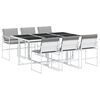 vidaXL Set mobilier de grădină, 7 piese, cu perne, alb, textilenă