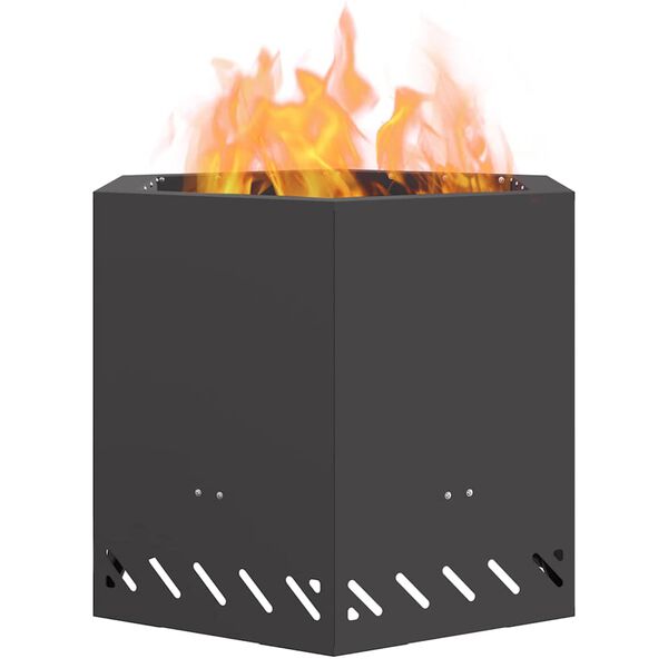 vidaXL Focar Fără Fum Negru 58 x 58 x 51 cm Oțel