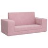 vidaXL Canapea extensibilă pentru copii cu 2 locuri, roz, pluș moale