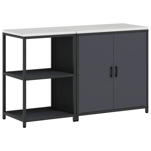 vidaXL Set de depozitare pentru bucătărie cu raft 2 pcs Antracit