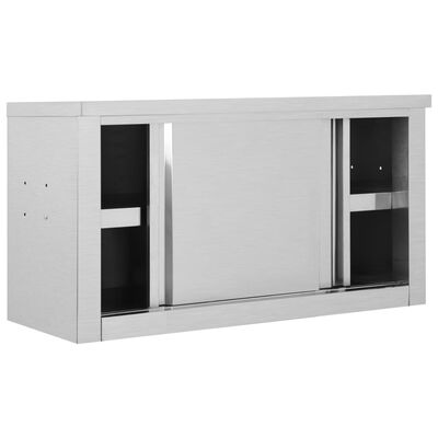 vidaXL Dulap bucătărie cu uși glisante, 90x40x50 cm, oțel inoxidabil