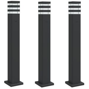 vidaXL Lămpi exterioare de podea cu priză, 3 buc. negru 80 cm aluminiu