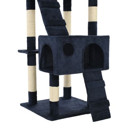 vidaXL Ansamblu pentru pisici cu stâlpi funie sisal, 170 cm, albastru