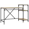vidaXL Birou cu rafturi, stejar sonoma 135x50x90 cm lemn compozit/fier