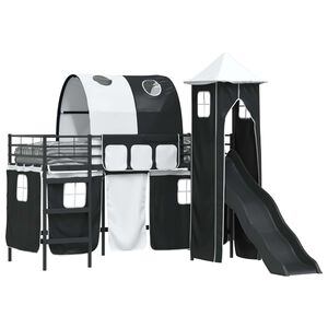 vidaXL Cadru de pat supraetajat pentru copii Negru 90 x 190 cm Metal