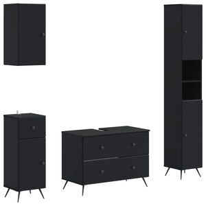 vidaXL Set de dulapuri pentru baie, 4 piese BREDA Negru Lemn prelucrat