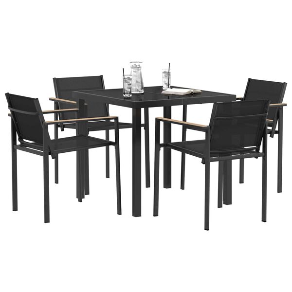 vidaXL Set de Mobilier pentru Exterior 5 pcs Negru și antracit
