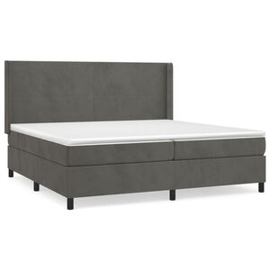 vidaXL Pat box spring cu saltea, gri &icirc;nchis, 200x200 cm, catifea