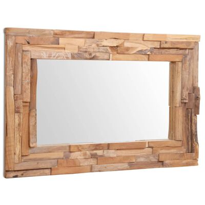 vidaXL Oglindă decorativă din lemn de tec, 90 x 60 cm, dreptunghiular