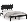 vidaXL Cadru de pat dublu, negru, 135x190 cm, lemn masiv