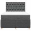vidaXL Pat box spring cu saltea, gri &icirc;nchis, 140x190 cm, textil
