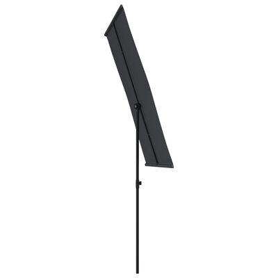 vidaXL Umbrelă de soare exterior, stâlp aluminiu, negru, 180x110 cm