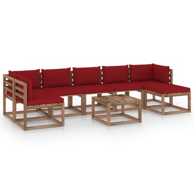 vidaXL Set mobilier de grădină cu perne roșu vin, 8 piese