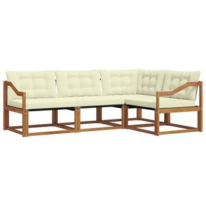 vidaXL Set de canapele de exterior cu pernă 4 pcs Natural și Crem