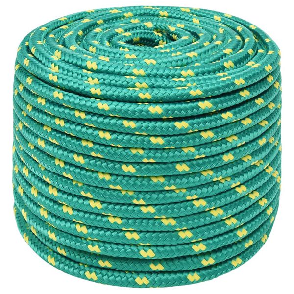vidaXL Fr&acirc;nghie de barcă, verde, 12 mm, 25 m, polipropilenă