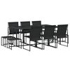 vidaXL Set mobilier de grădină, 11 piese, negru, textilenă