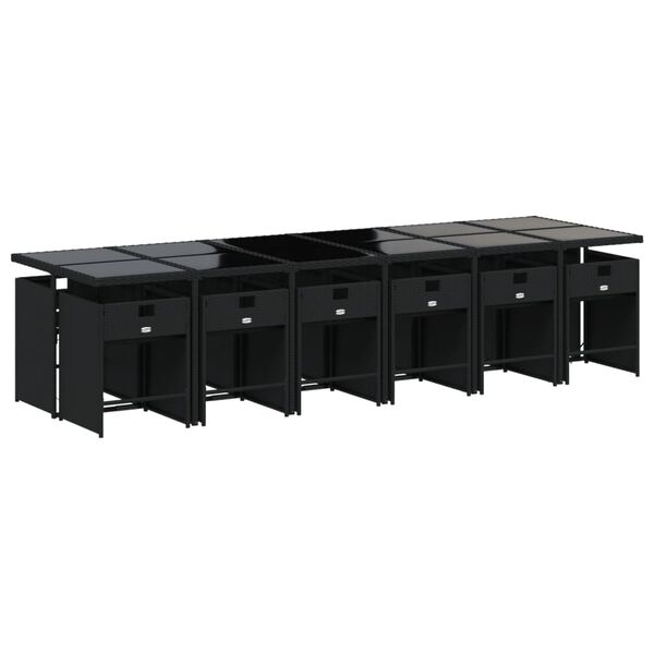vidaXL Set mobilier de grădină cu perne, 13 piese, negru, poliratan