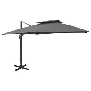 vidaXL Umbrelă &icirc;n consolă cu &icirc;nveliș dublu, antracit, 300x300 cm