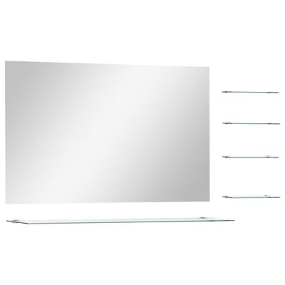 vidaXL Oglindă de perete cu 5 rafturi, argintiu, 100 x 60 cm