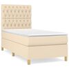 vidaXL Pat box spring cu saltea, crem, 90x190 cm, textil