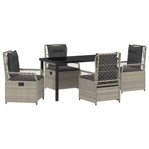 vidaXL Set de masă pentru grădină 5 pcs Gri deschis poliratan