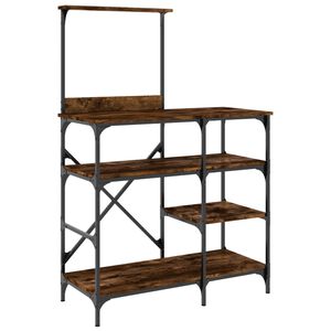 vidaXL Raft brutărie, stejar fumuriu 90x40x132 cm lemn prelucrat/metal