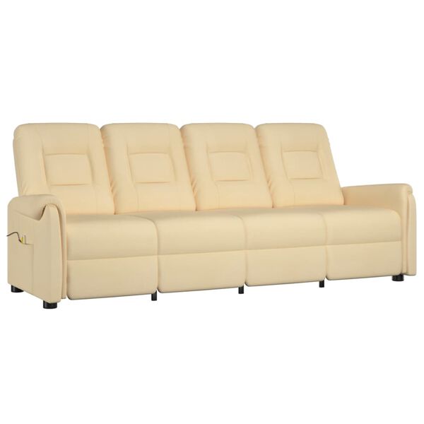vidaXL Fotoliu rabatabil de masaj cu 4 locuri, crem, microfibră