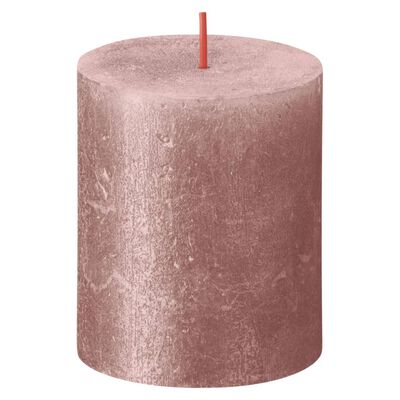 Bolsius Lumânări bloc rustice Shimmer, 4 buc., roz, 80x68 mm
