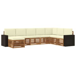vidaXL Set de canapele de exterior cu pernă 8 pcs Natural și Crem