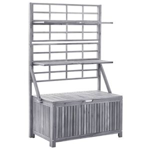 vidaXL Cutie depozitare cu spalier, gri 99x55x160 cm lemn masiv acacia