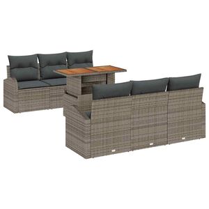 vidaXL Set de canapele pentru grădină 7 pcs Gri Rattan poli