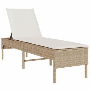 vidaXL Șezlong cu pernă bej 55x200x44 cm, poliratan