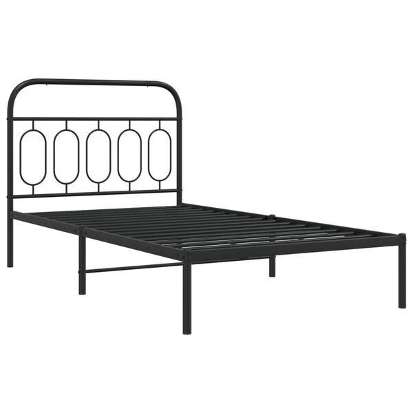 vidaXL Cadru de pat din metal cu tăblie, negru, 107x203 cm