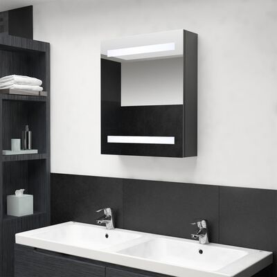 vidaXL Dulap de baie cu oglindă și LED-uri, gri, 50x14x60 cm