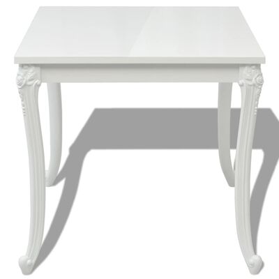 vidaXL Masă de sufragerie, alb extralucios, 80x80x76 cm