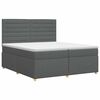 vidaXL Pat boxspring cu saltea Gri &icirc;nchis 200 x 200 cm Țesătură
