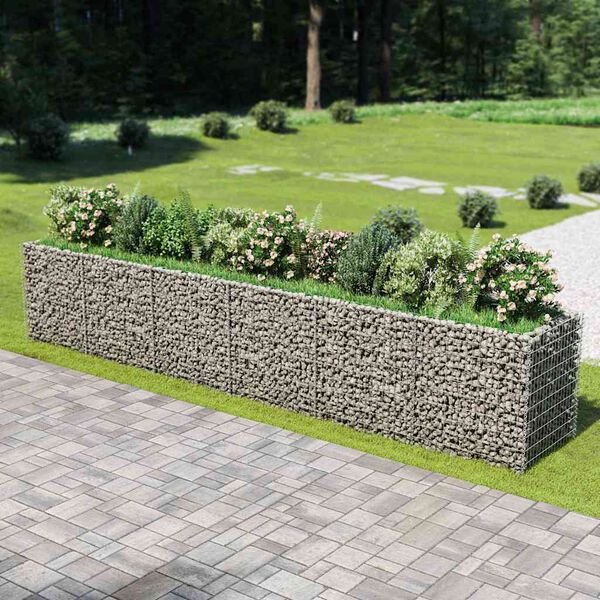 vidaXL Strat &icirc;nălțat gabion, 540 x 90 x 100 cm, oțel galvanizat