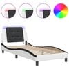 vidaXL Cadru de pat cu LED fără saltea Zadar alb/negru 100x200 cm