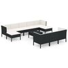 vidaXL Set mobilier de grădină cu perne, 11 piese, negru, poliratan