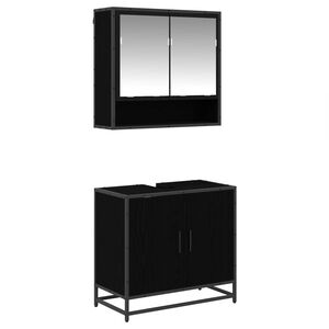 vidaXL Set de mobilier pentru baie 2 pcs Stejar Negru Lemn compozit