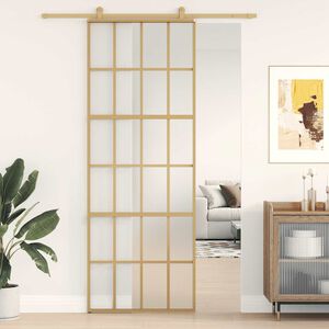 vidaXL Ușă glisantă, auriu, 76x205 cm, sticlă ESG mată și aluminiu