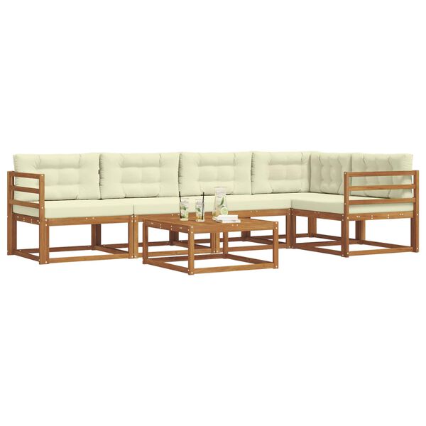 vidaXL Set de canapele de exterior cu pernă 6 pcs Natural și Crem