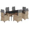 vidaXL Set mobilier pentru grădină, 7 piese, cu perne, bej, poliratan