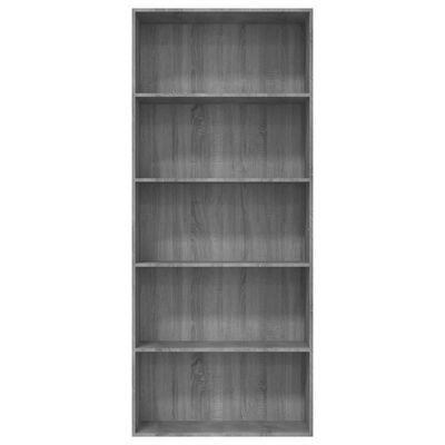 vidaXL Bibliotecă 5 niveluri gri sonoma 80x30x189 cm lemn compozit