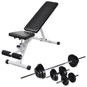 vidaXL Bancă de antrenament cu set de haltere și gantere, 30,5 kg