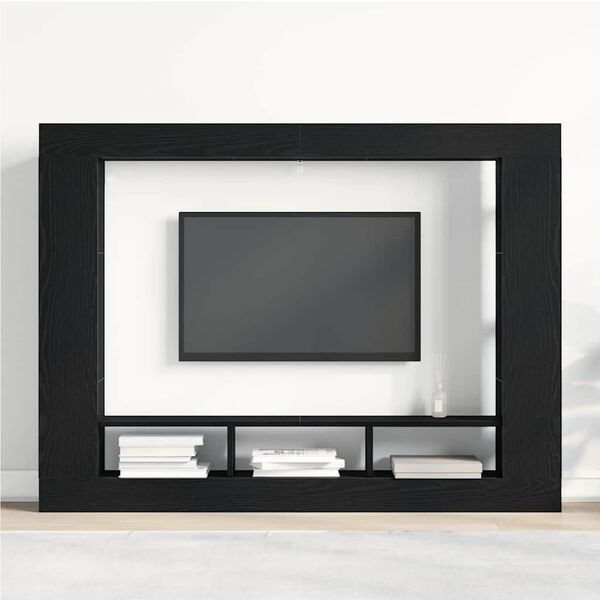 vidaXL Cabinet TV Stejar negru 152 x 22 x 113 cm Lemn compozit
