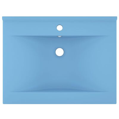 vidaXL Chiuvetă baie lux, orificiu robinet, bleu mat 60x46 cm ceramică