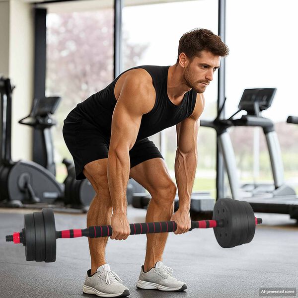 vidaXL Set de Haltere 4 &icirc;n 1 Negru și roșu 121 x 19,5 x 19,5 cm