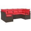 vidaXL Set de canapele pentru grădină 6 pcs Maro și roșu poliratan